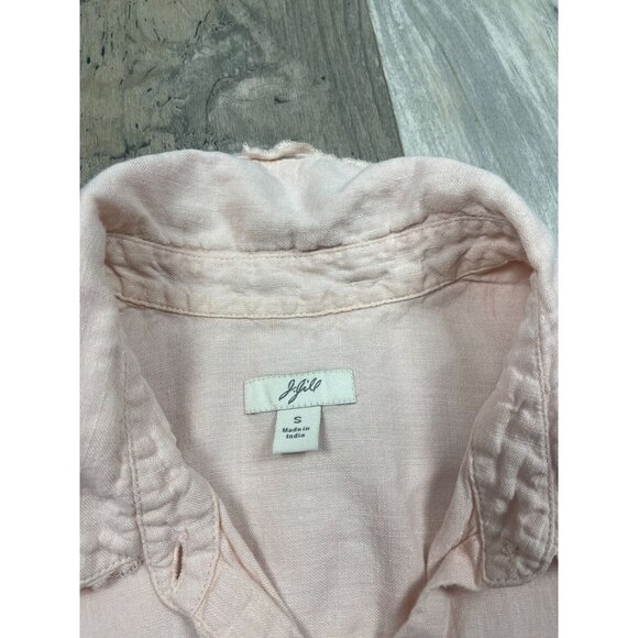 J Jill Linen Button Down Short Sleeve Shirt Small Pink Casual Collared - Picture 4 of 7